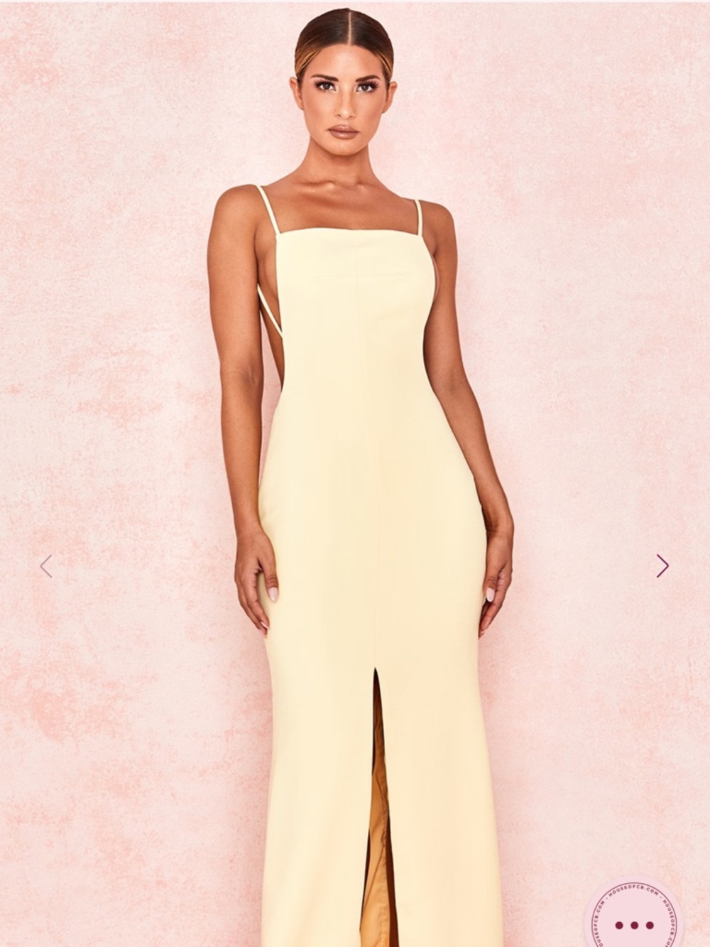House of CB Pale Yellow Backless Strappy Maxi Dress